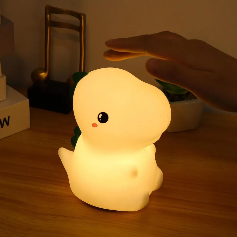 Lasten pöytävalaisin FocusLight Dino RGB ladattava valkoinen