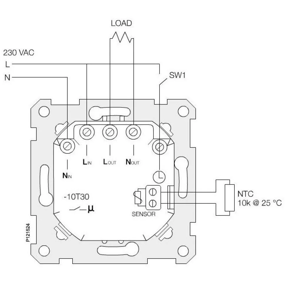 Lattiatermostaatti 5-50C 16A 230V UKR metalli Exxact