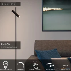Lattiavalaisin Lucide Philon, Ø23cm, IP20, 4.5W, musta