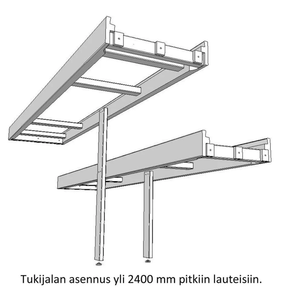 Laudetukijalka pitkille lauteille Hermanni, 1100mm, puuvalmis, eri vaihtoehtoja
