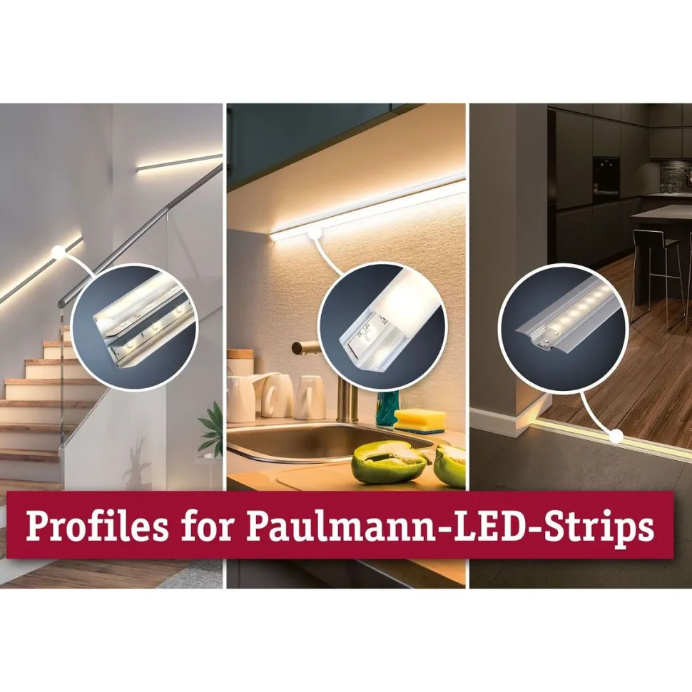 LED-Asennuslista Paulmann Function Corner 2m harmaa
