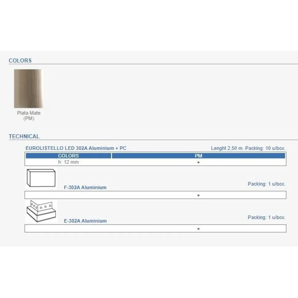LED-boordilistan ulkokulmapala Euroshrink E-302A, alumiini, mattahopea