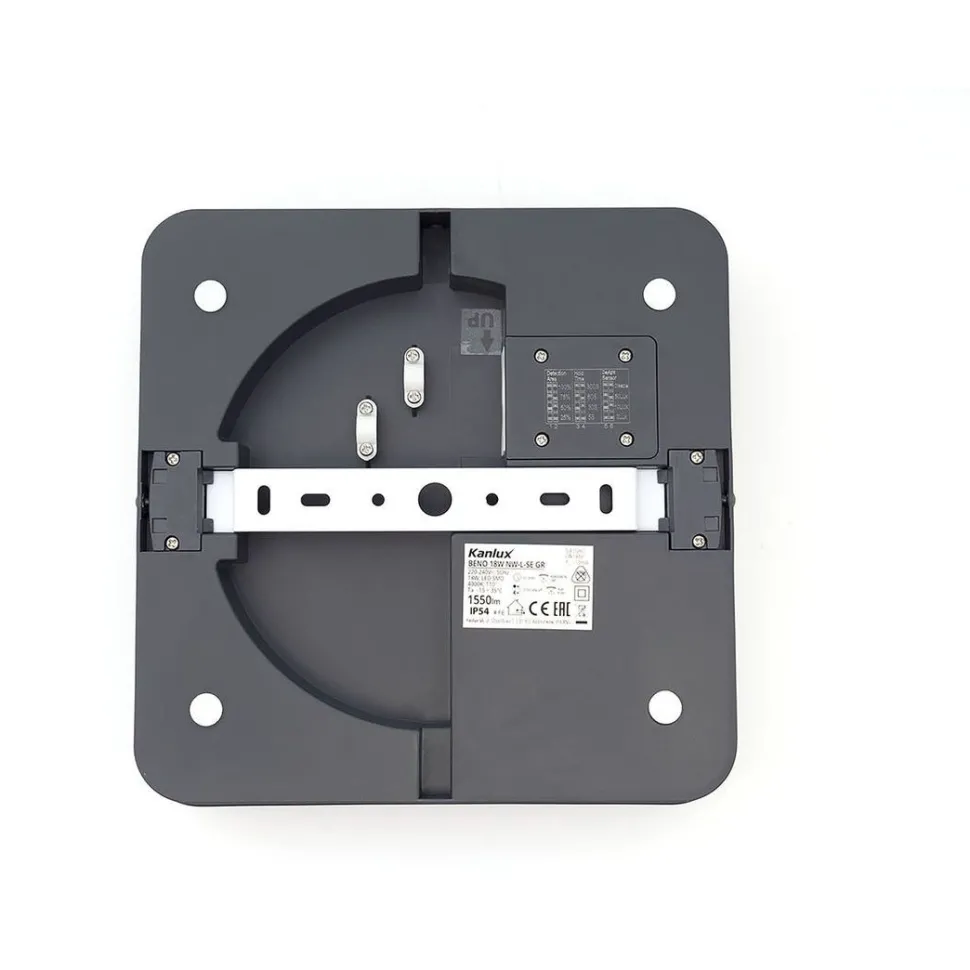 LED-kattovalaisin Kanlux Beno liiketunnistimella IP54 26x26 cm eri värejä
