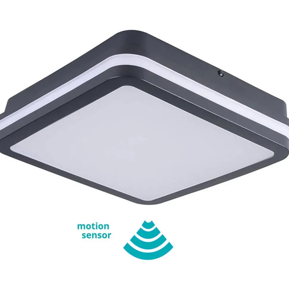 LED-kattovalaisin Kanlux Beno liiketunnistimella IP54 26x26 cm eri värejä