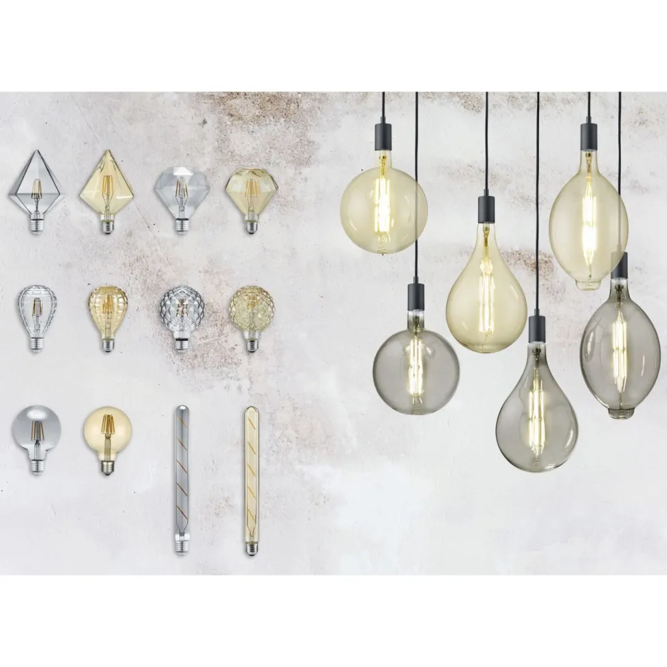 LED-lamppu Trio E27 filament globe 6W 600lm 2700K ruskea
