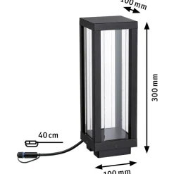 LED-lyhty Paulmann Plug & Shine Classic, 30cm, Smart Home Zigbee 3.0, IP44, RGBW, antrasiitti