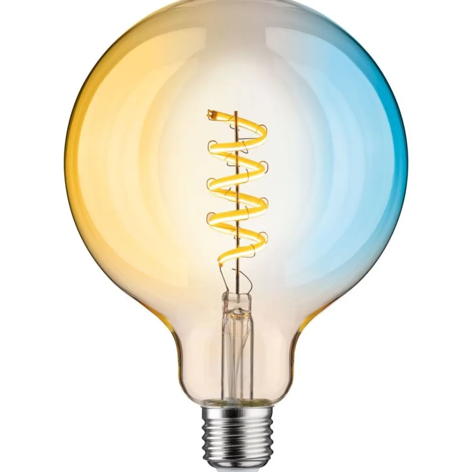 LED-älylamppu Paulmann Smart Home Zigbee 3.0 Globe, G125, E27, 600lm, 7,5W, filamentti, säädettävä värilämpötila, himmennettävä, kulta