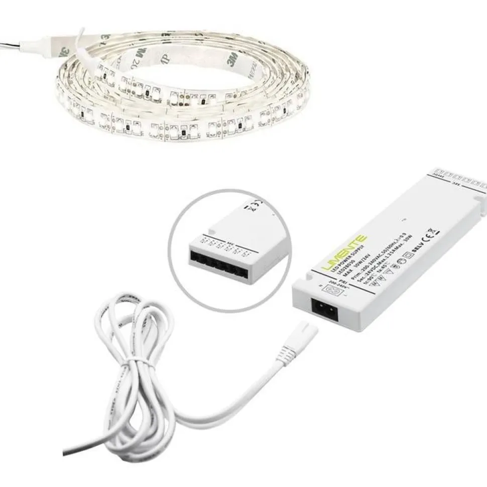 LED-nauha Limente 2 m IP20/IP44 24V 4000K + virtalähde