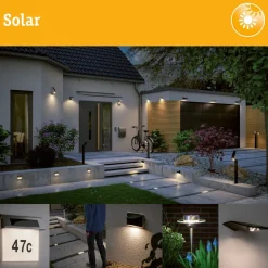 LED-numerovalaisin aurinkokennolla Paulmann Neda, IP44, 3000K, musta