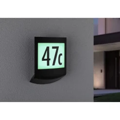 LED-numerovalaisin liike- ja hämärätunnistimella Paulmann Padea, Smart Home Zigbee 3.0, RGBW+, IP44, antrasiitti