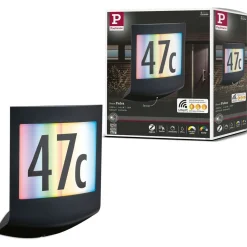 LED-numerovalaisin liike- ja hämärätunnistimella Paulmann Padea, Smart Home Zigbee 3.0, RGBW+, IP44, antrasiitti