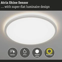 LED-paneeli Paulmann Atria Shine Backlight Ø420mm liiketunnistin IP44 4000K valkoinen, eri kokoja