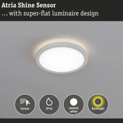LED-paneeli Paulmann Atria Shine Backlight Ø420mm liiketunnistin IP44 4000K valkoinen, eri kokoja