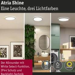 LED-paneeli Paulmann Atria Shine, pyöreä, IP44, 3000-6500K, eri kokoja
