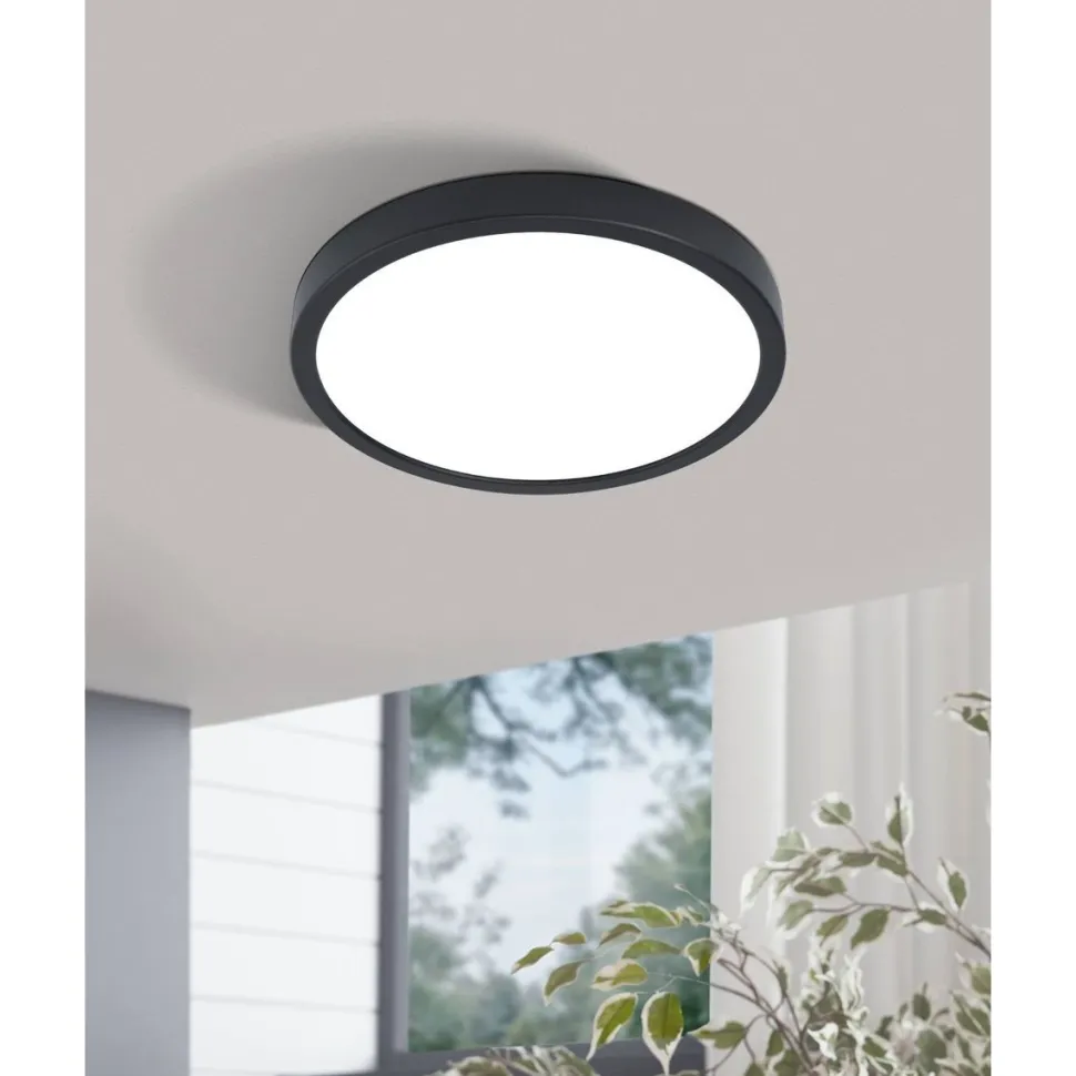 LED-Plafondi Eglo Fueva 5 4000K musta pyöreä pinta-asennettava vaihdettava LED eri kokoja