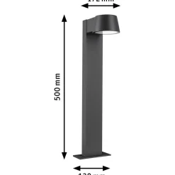 LED-pollarivalaisin Paulmann Capea, IP44, 50cm, 2200K, antrasiitti