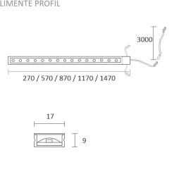 LED-profiili Limente 57, 24V 9W IP44, 17x570x9mm, alulook