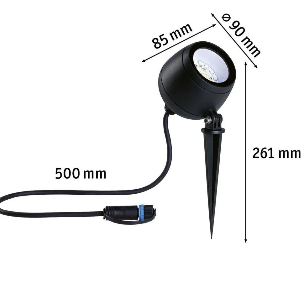LED-puutarhaspotti Paulmann Plug & Shine Kikolo, Smart Home Zigbee 3.0, IP65, RGBW+, antrasiitti