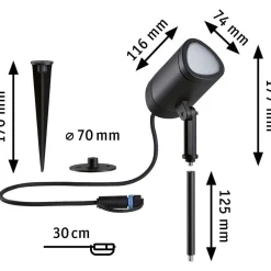 LED-puutarhaspotti Paulmann Plug & Shine Shira, Smart Home Zigbee 3.0, IP65, RGBW+, antrasiitti