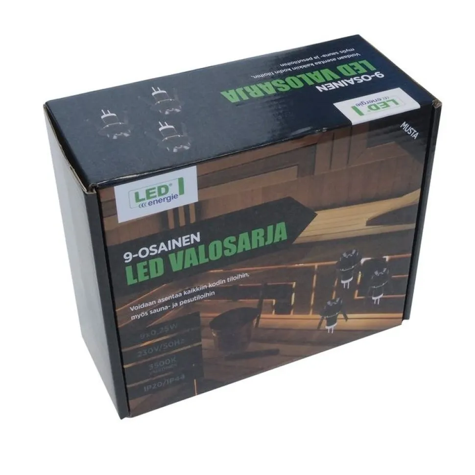 LED-saunavalosarja LED Energie 9x0,25W IP54/20 3500K musta