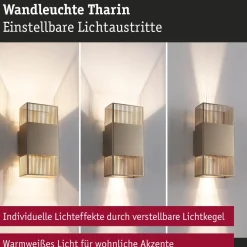 LED-seinävalaisin Paulmann Tharin, 120x104mm, IP44, 3000K, 2x3.7W