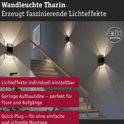 LED-seinävalaisin Paulmann Tharin, 120x104mm, IP44, 3000K, 2x3.7W
