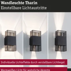 LED-seinävalaisin Paulmann Tharin, 120x104mm, IP44, 3000K, 2x3.7W