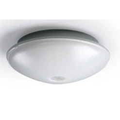 LED-tunnistinvalaisin Ensto AVR254 11W/830 PIR Ø254x95 mm IP54 vaaleanharmaa