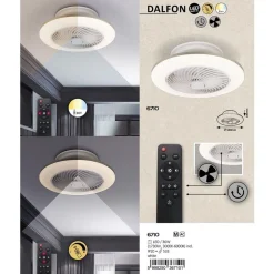 LED-tuuletinvalaisin Rabalux Dalfon CCT 3000-6000K 36W Ø55 cm valkoinen