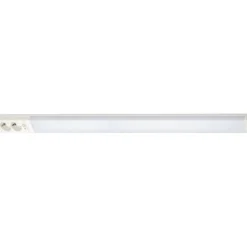 LED-työpistevalaisin Airam Handy 1100, 14W/830/840, 1100x74mm, 2-osainen pistorasia+kytkin, IP21, valkoinen/opaali