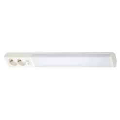 LED-työpistevalaisin Airam Handy 550, 8W/830/840, 550x74mm, 2-osainen pistorasia+kytkin, IP21, valkoinen/opaali