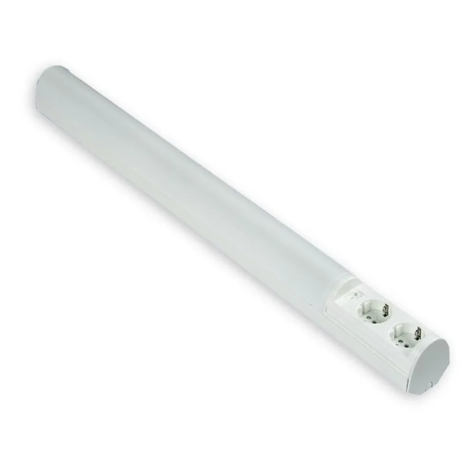 LED-työpistevalaisin Ensto Ali AL13218LED/DW 9W/8DW 768 mm 2-osainen pistorasia + kytkin valkoinen