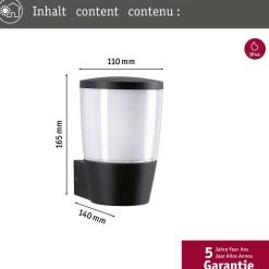 LED-ulkoseinävalaisin Paulmann Bako, IP44, korroosionkestävä