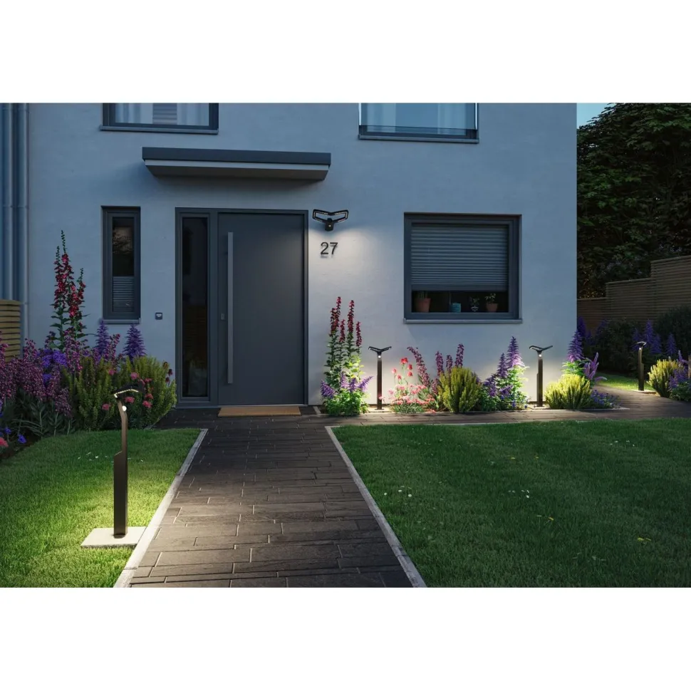 LED-ulkoseinävalaisin Paulmann Alara 375x270mm 3000K 10W 450lm hämäräohjattu liiketunnistin IR antrasiitti
