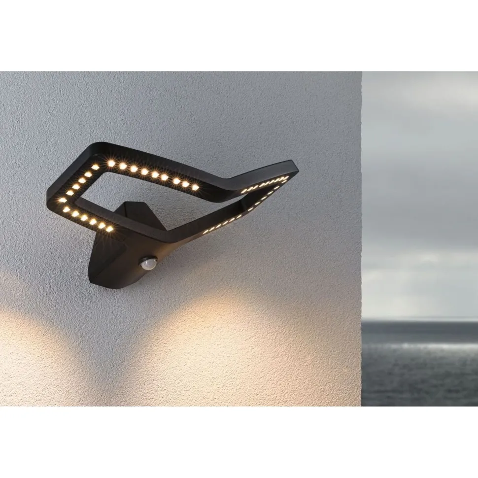 LED-ulkoseinävalaisin Paulmann Alara 375x270mm 3000K 10W 450lm hämäräohjattu liiketunnistin IR antrasiitti