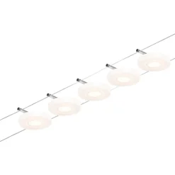 LED-Vaijerivalaisinsetti Paulmann Disc 5 valaisinta + muuntaja + vaijeri 3000K kromi