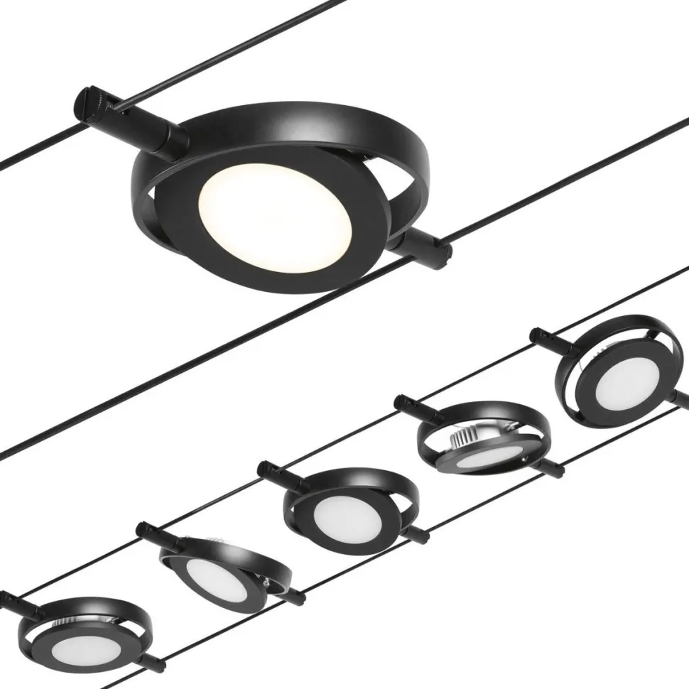 LED-Vaijerivalaisinsetti Paulmann RoundMac 5 valaisinta + muuntaja + vaijeri eri värejä
