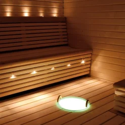 LED-valaistu saunakiulu Cariitti poistoaukolla