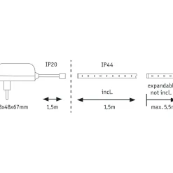 LED-valonauha Paulmann MaxLED 250, aloituspakkaus, IP44, 240lm/m, 2700K, 24VA, eri kokoja