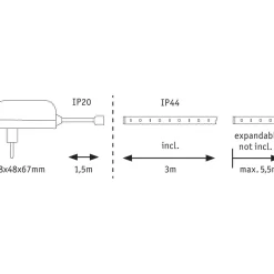 LED-valonauha Paulmann MaxLED 250, aloituspakkaus, IP44, 240lm/m, 2700K, 24VA, eri kokoja