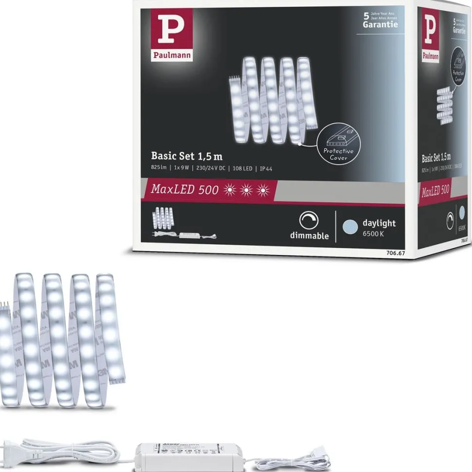 LED-valonauha Paulmann MaxLED 500, aloituspakkaus, 1.5m, IP44, 9W, 440lm/m, 6500K, 20VA