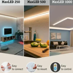 LED-valonauha Paulmann MaxLED 250, aloituspakkaus, IP44, 230lm/m, säädettävä värilämpötila, 24VA, eri kokoja