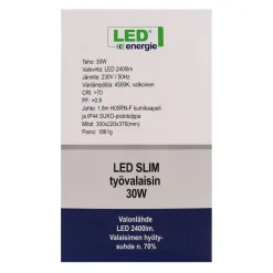 LED-valonheitin Led Energie Slim, 30W, H-jalustalla, 2400lm, 4500K, IP44