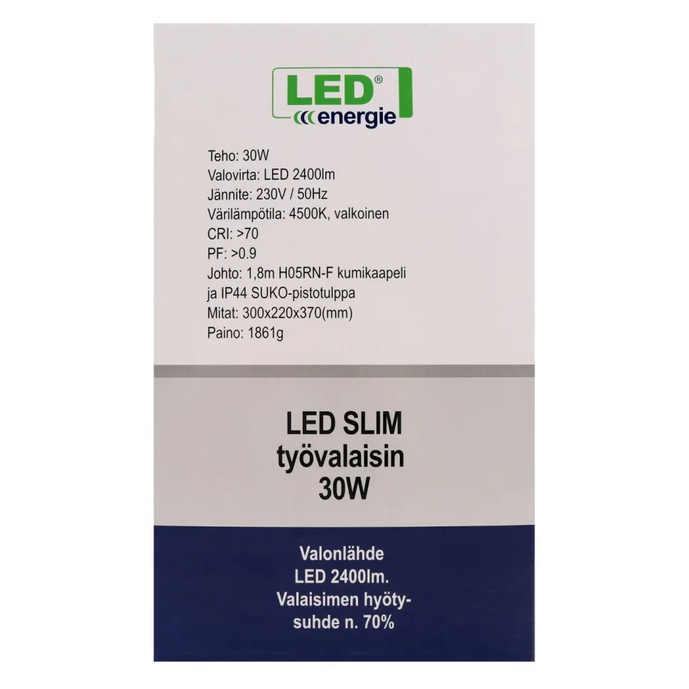 LED-valonheitin Led Energie Slim, 30W, H-jalustalla, 2400lm, 4500K, IP44