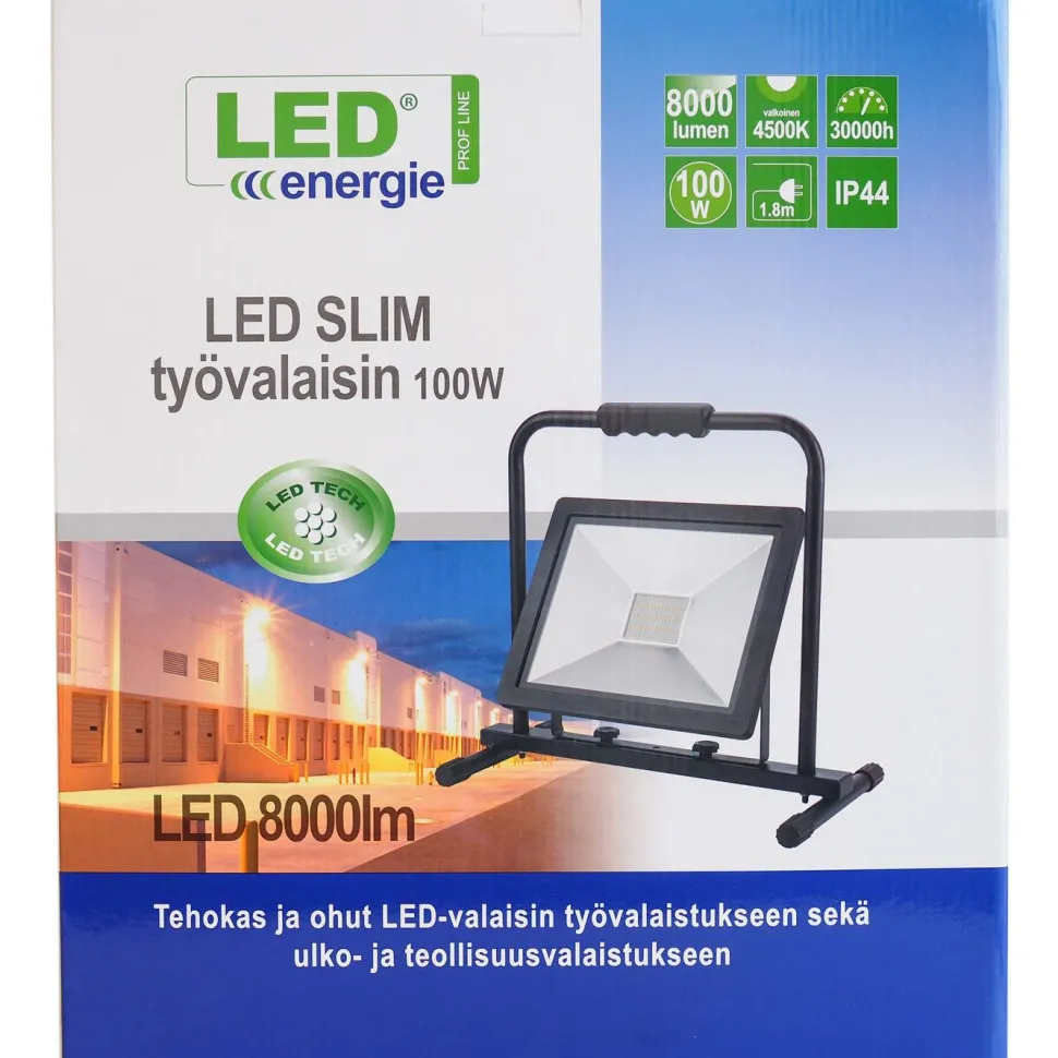 LED-valonheitin Led Energie Slim, 100W, H-jalustalla, 8000lm, 4500K, IP44