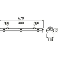 LED-yleisvalaisin Airam Generic IP65 2x9W 670mm valkoinen