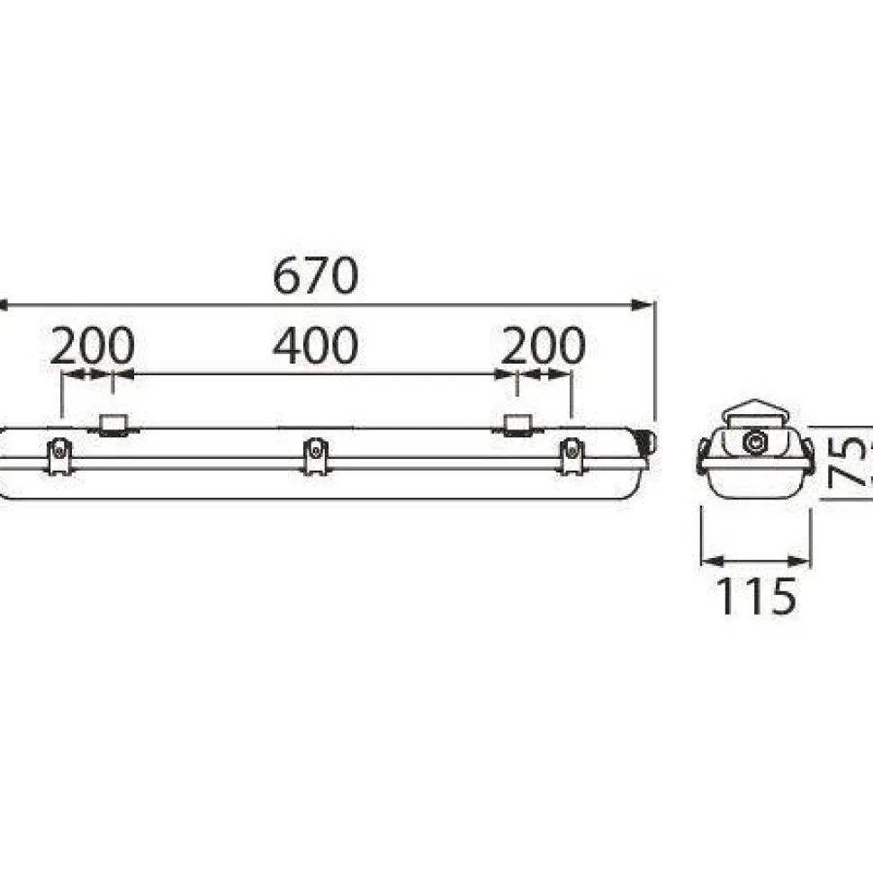LED-yleisvalaisin Airam Generic IP65 2x9W 670mm valkoinen
