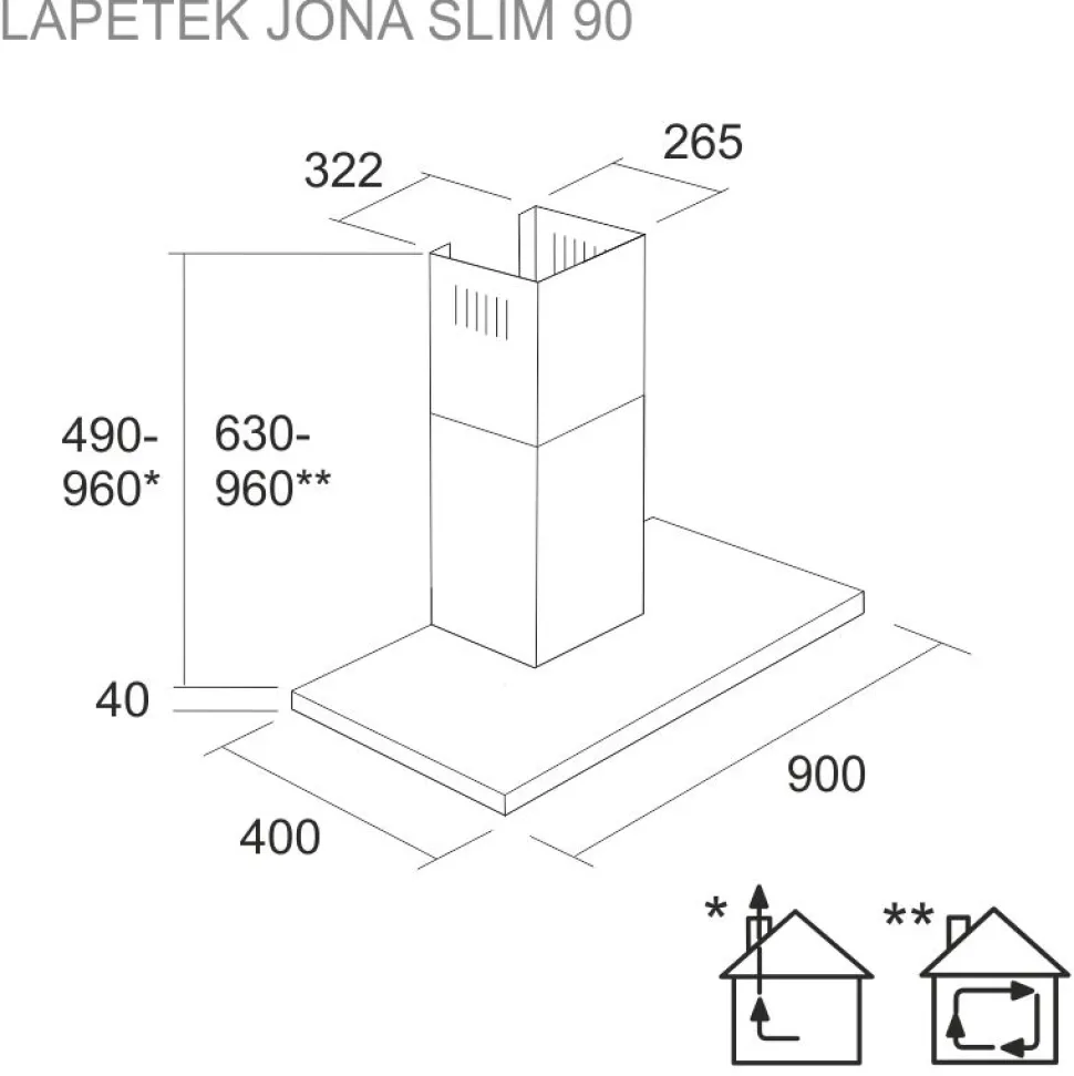 Liesituuletin Lapetek Jona Slim 90 seinälle rst
