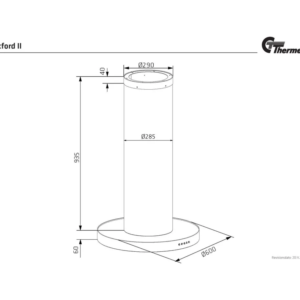 Liesituuletin Thermex Oxford II ripustettava 600mm rst omalla moottorilla