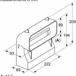 Litteä ilmakanava Bosch HEZ9VDSB4 S 90° pystykulma